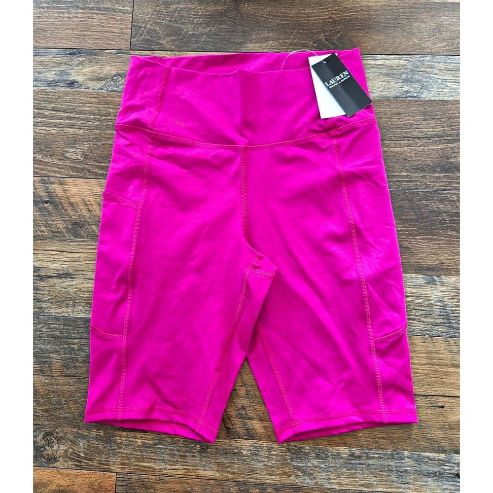 NWT Lauren Ralph Lauren High-Waisted Hot Pink Biker Shorts Outdoor Sports Sz M